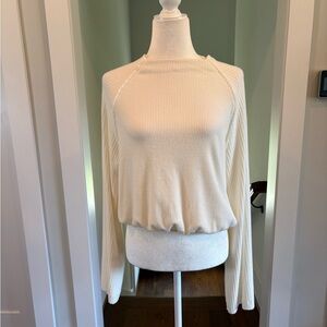 Project Social T White Ribbed Blouse